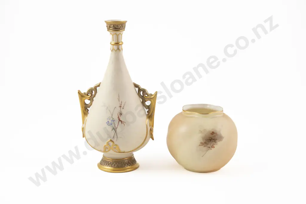 Two Royal Worcester Bird Painted Vases Image 1++