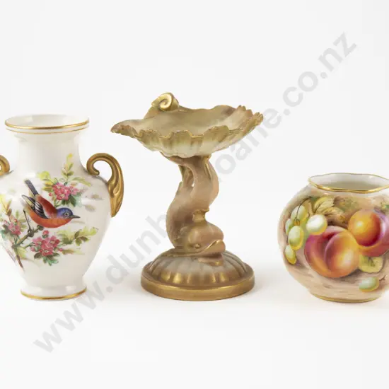 Royal Worcester Dolphin & Shell Peach Salt