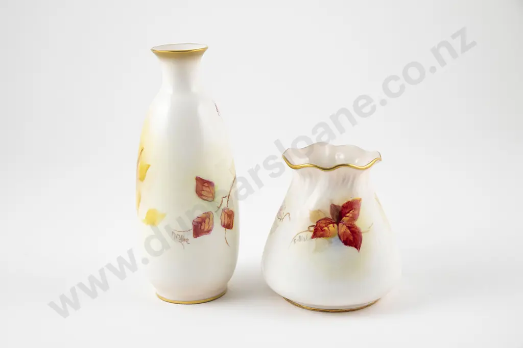 2 Royal Worcester Hand Painted Vases Image 1++