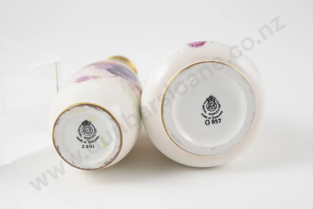 2 Royal Worcester Hand Painted Vases Image 1++