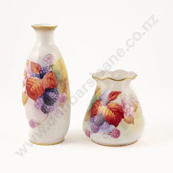 2 Royal Worcester Hand Painted Vases