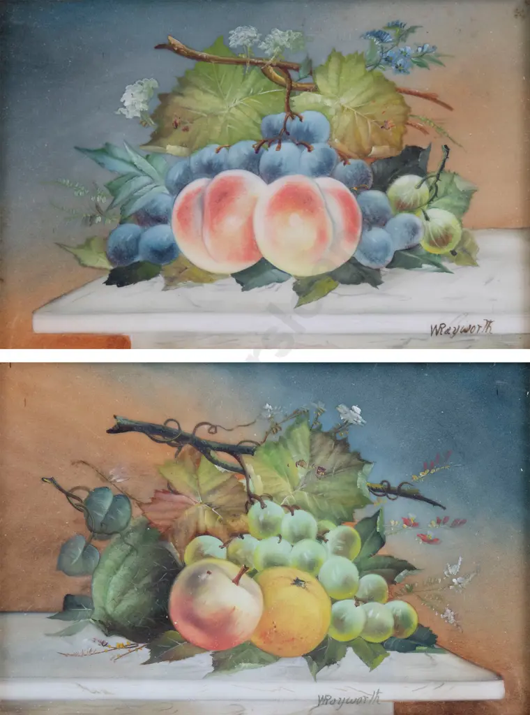 Pair Royal Crown Derby Handpainted Porcelain Tiles Image 1++