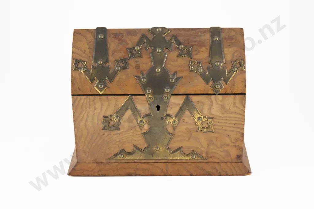 Vict Satin Walnut Gothic Revival Stationery Box Image 1++