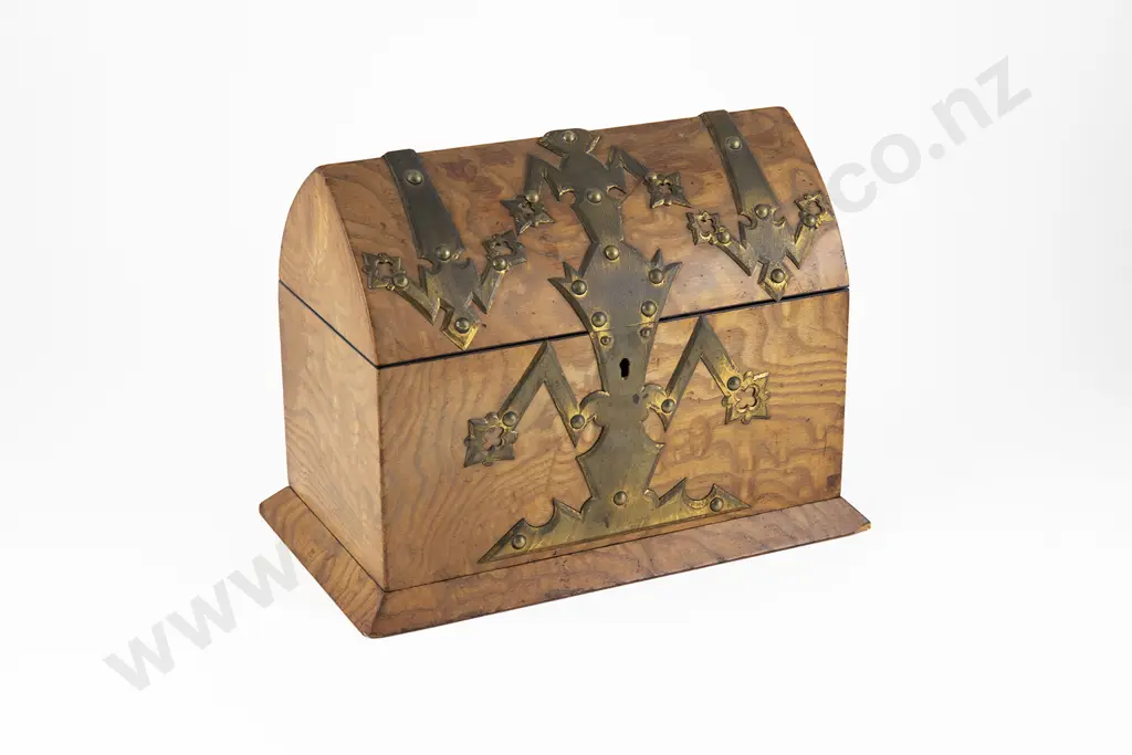 Vict Satin Walnut Gothic Revival Stationery Box Image 1++