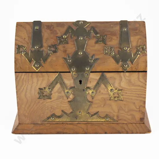 Vict Satin Walnut Gothic Revival Stationery Box