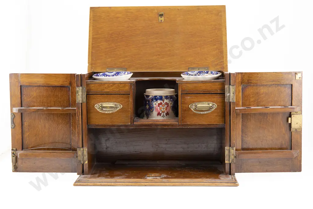 Late Vict Blonde Oak Smokers Cabinet Image 1++