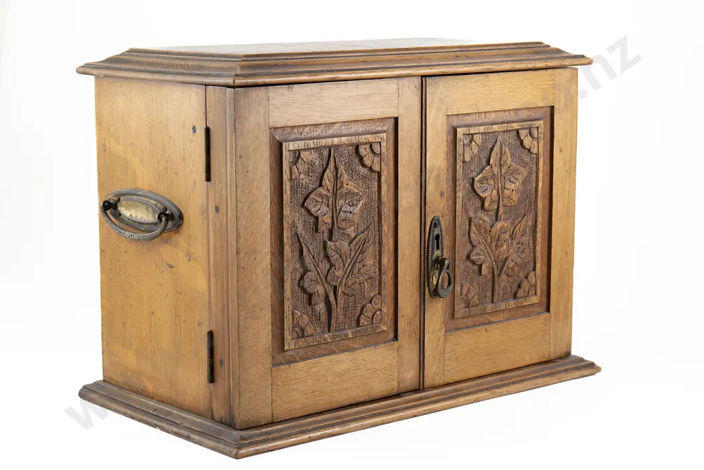 Late Vict Blonde Oak Smokers Cabinet Image 1++