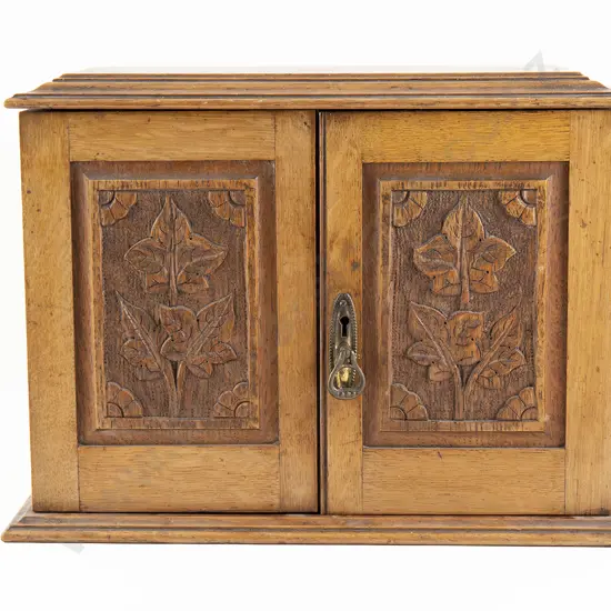 Late Vict Blonde Oak Smokers Cabinet