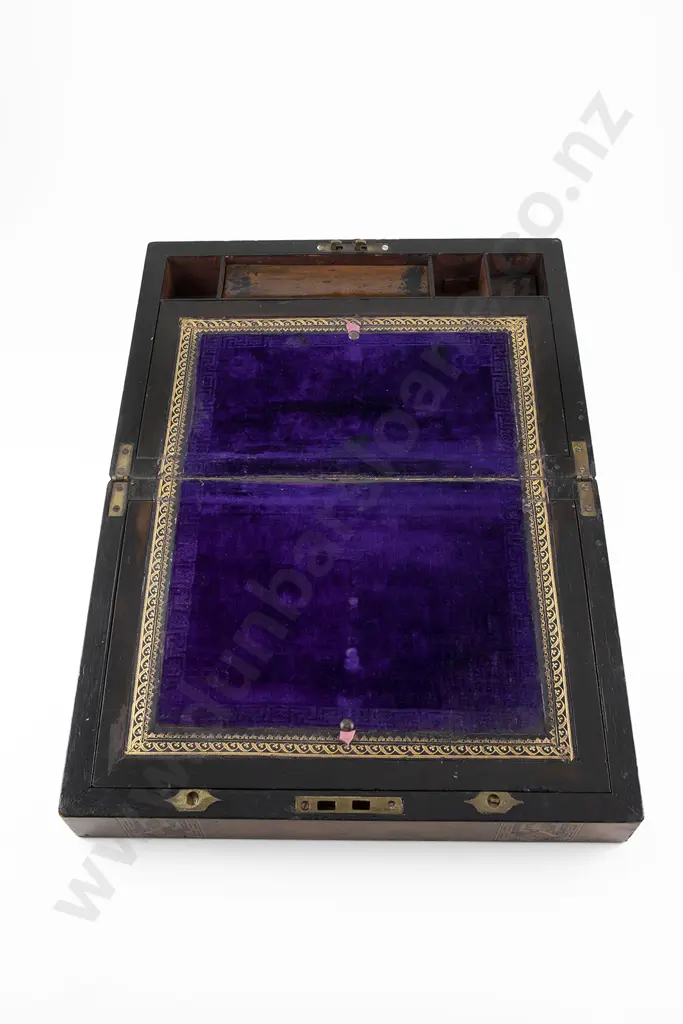 Vict Burr Walnut & Parquetry Banded Portable Writing Box Image 1++