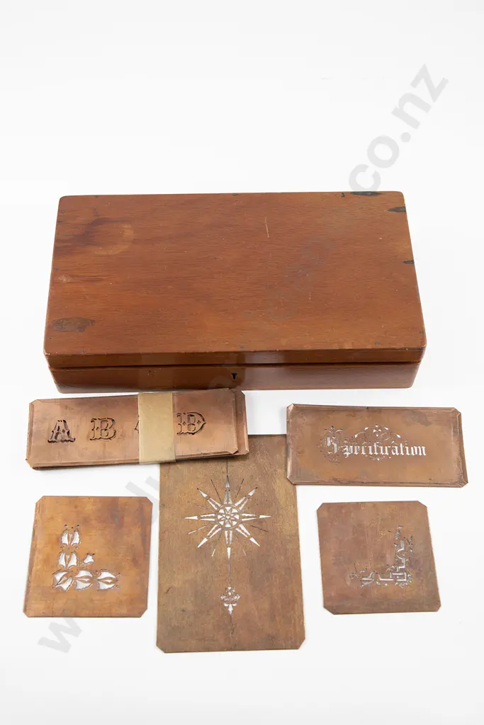 Mahogany Case Of Copper Architects Plan Stencils Image 1++