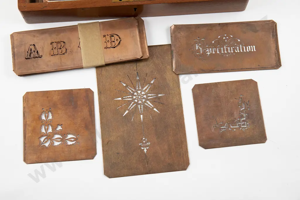 Mahogany Case Of Copper Architects Plan Stencils Image 1++