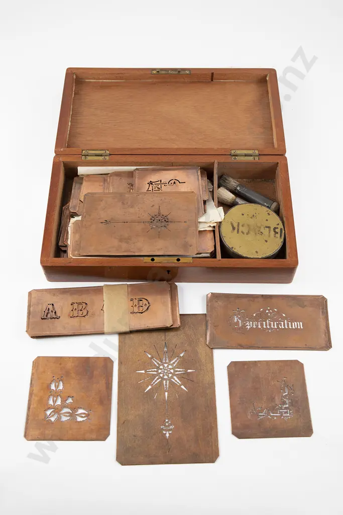 Mahogany Case Of Copper Architects Plan Stencils Image 1++