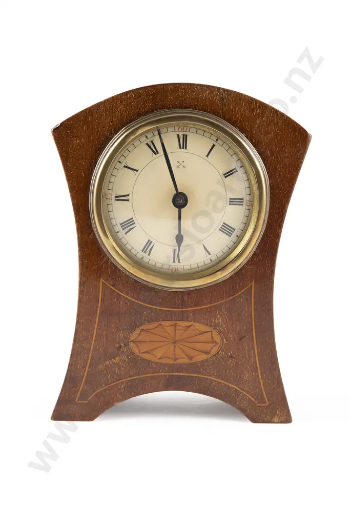 Edwardian Mahogany Sheraton Revival Mantel Clock Image 1++