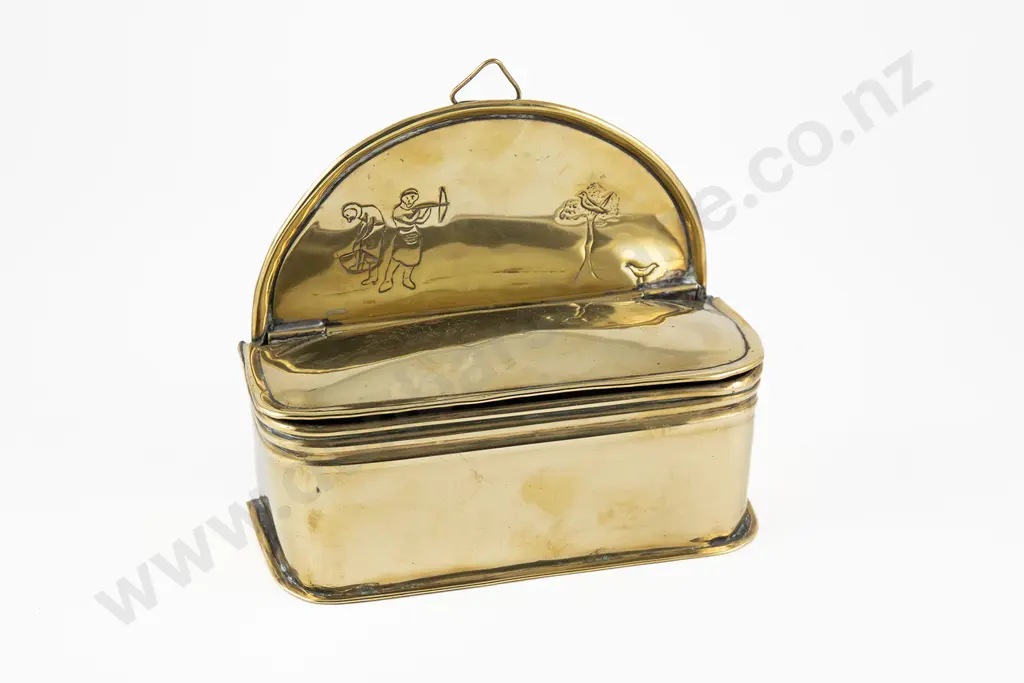 Antique Dutch Brass Hanging Candle Box Image 1++