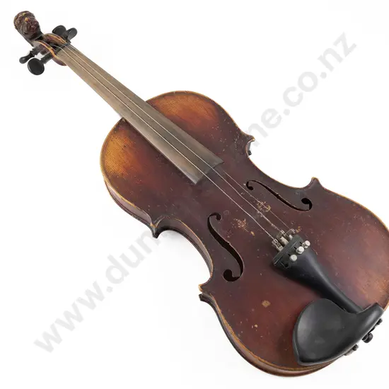 C19th German Mittenwald Type Violin With Carved Lions Head Scroll