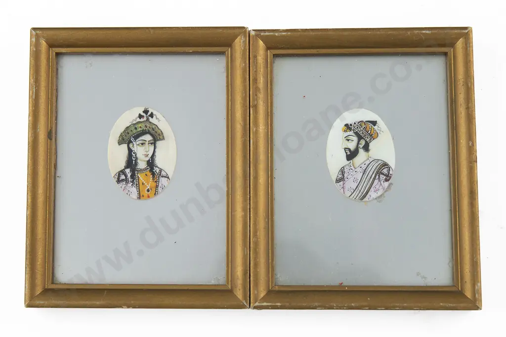 Pair Of Moghul Miniatures on Ivory Image 1++