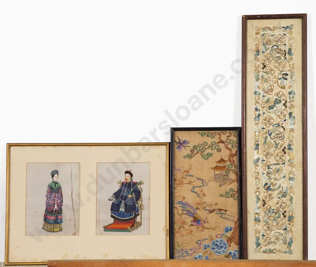 Two Framed Antique Chinese Silk Panels Image 1++