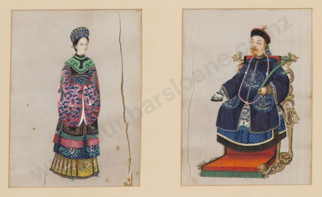 Two Framed Antique Chinese Silk Panels Image 1++