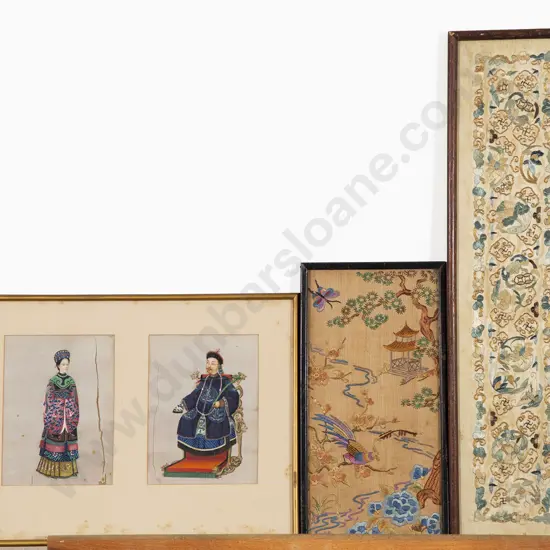 Two Framed Antique Chinese Silk Panels