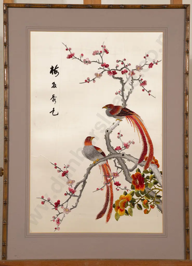 Four Chinese Silk Embroidered Panels Image 1++