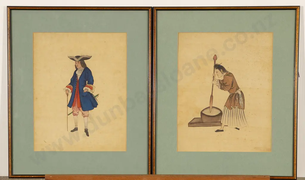 Pair of 19th Century Chinese Watercolors on Silk Image 1++