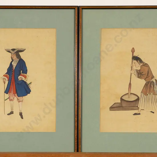 Pair of 19th Century Chinese Watercolors on Silk