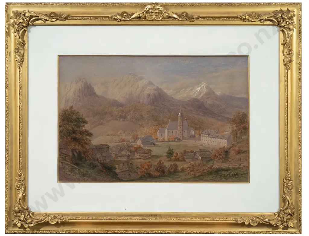 John Steeple (British 1823-1887) - German Village Landscape Image 1++
