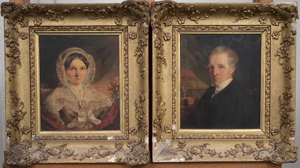 Pair of 19th Century British Portraits of Husband and Wife Image 1++