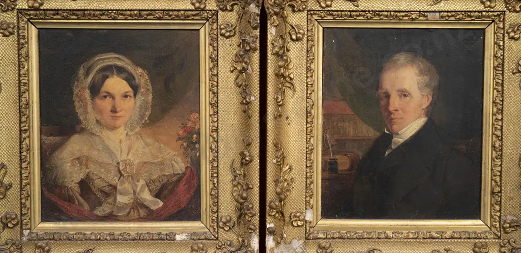 Pair of 19th Century British Portraits of Husband and Wife Image 1++