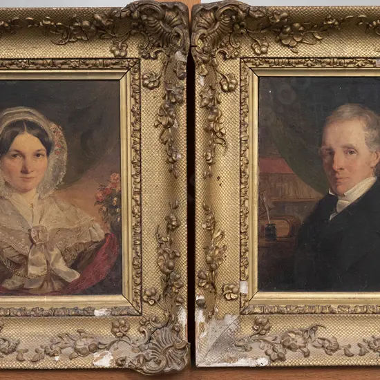 Pair of 19th Century British Portraits of Husband and Wife