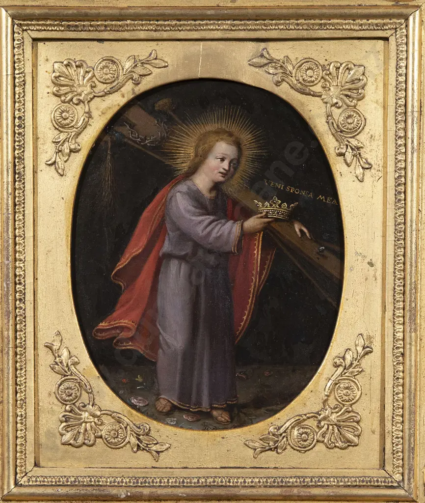 Gilt Framed Late 18th / Early 19th Century After Hieronymus Wierix (1553–1619) - Infant Christ Carrying the Cross Image 1++