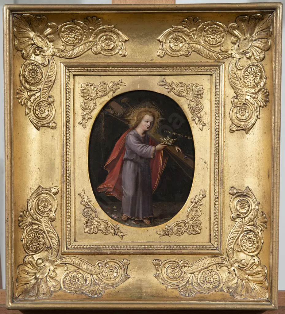 Gilt Framed Late 18th / Early 19th Century After Hieronymus Wierix (1553–1619) - Infant Christ Carrying the Cross Image 1++
