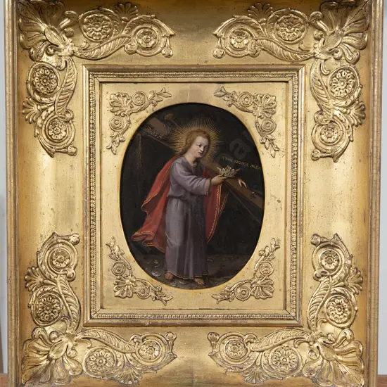 Gilt Framed Late 18th / Early 19th Century After Hieronymus Wierix (1553–1619) - Infant Christ Carrying the Cross