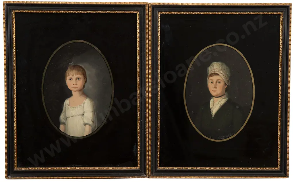 Two Framed Oval Portraits of Mother and Child Image 1++