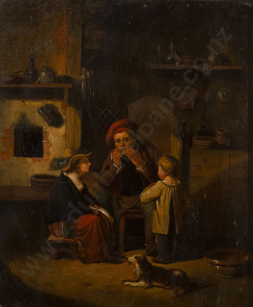 After Adriaen van Ostade (Dutch 1610-1685) - European Interior Scene Image 1++