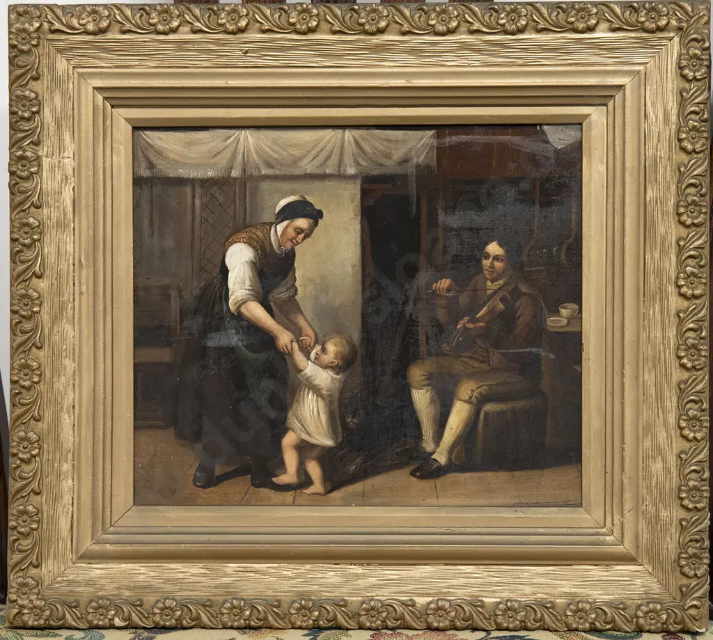 After Adriaen van Ostade (Dutch 1610-1685) - European Interior Family Scene Image 1++