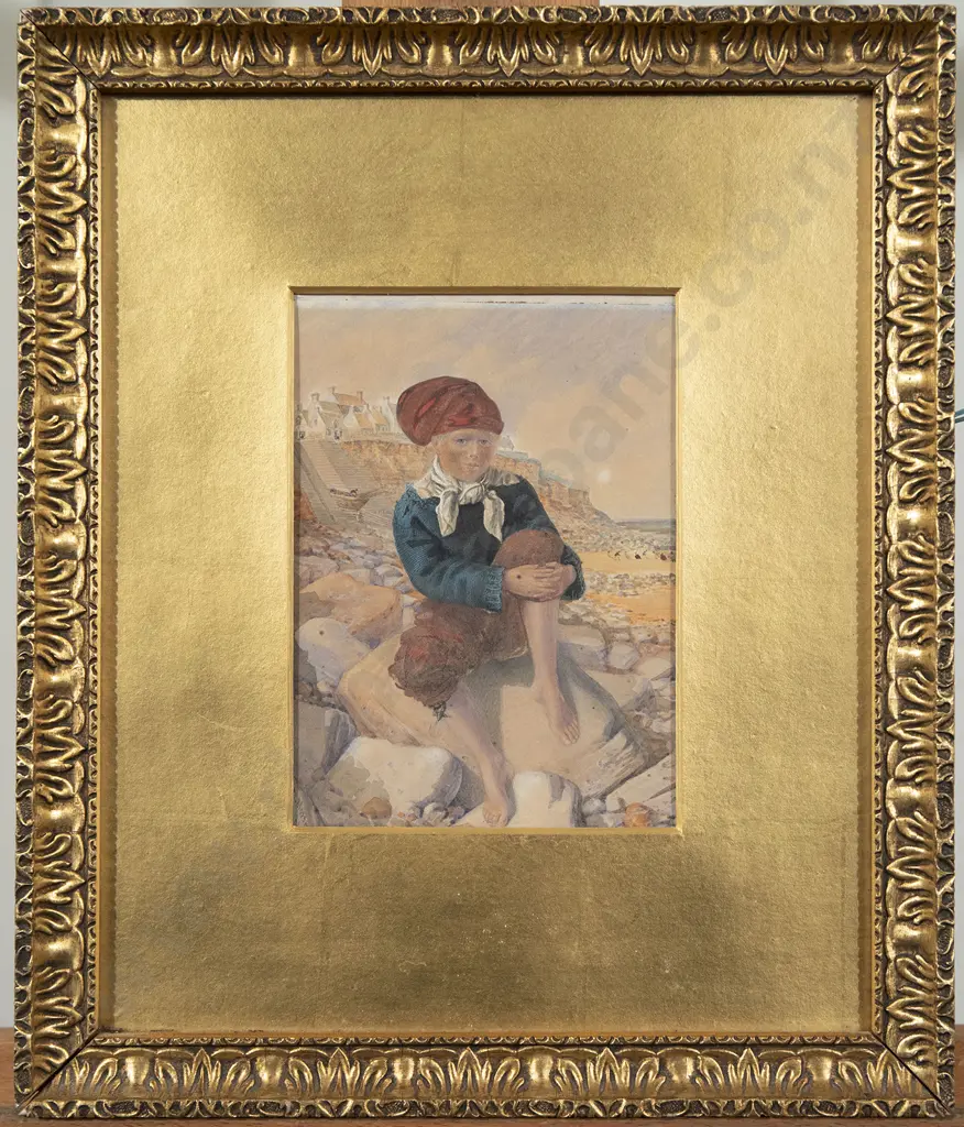 19th Century Watercolor Study of Boy on Beach Image 1++