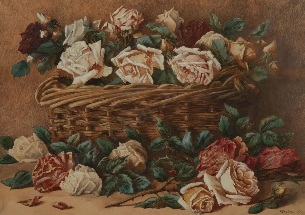 W. D. Guthrie (British 1911) - Still Life of Roses Image 1++