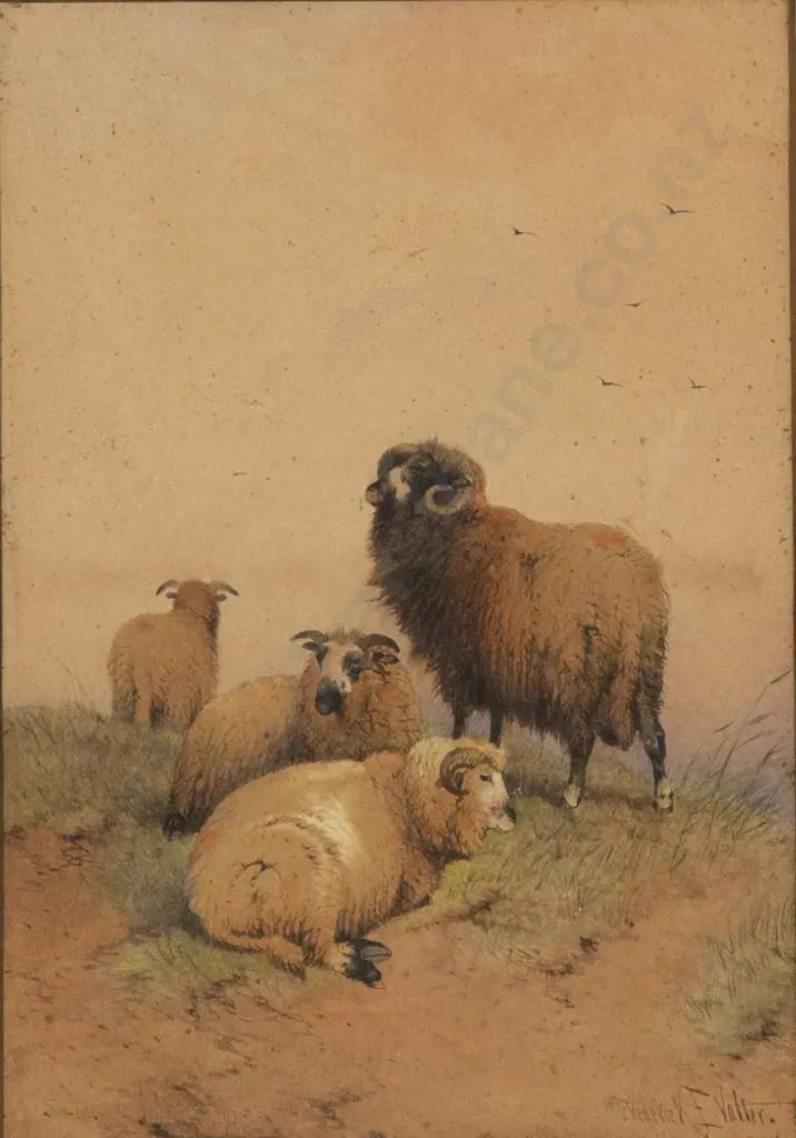 Frederick E. Valter (British 1850-1930) - Sheep Resting Image 1++