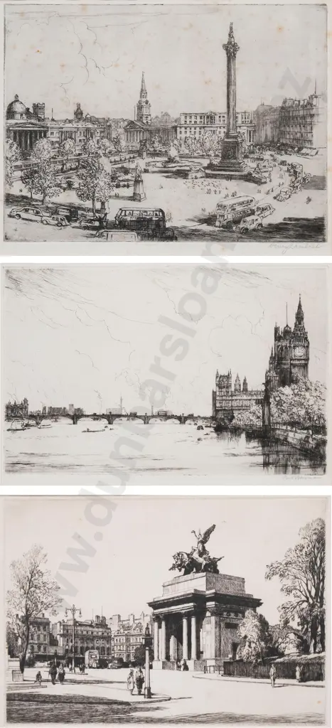 Three Drypoint Etchings Depicting Various Views of London Image 1++