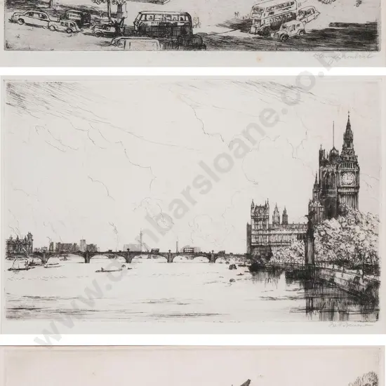 Three Drypoint Etchings Depicting Various Views of London