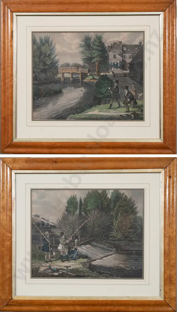 After James Pollard (British 1792-1867) - Two Fishing Scenes Image 1++