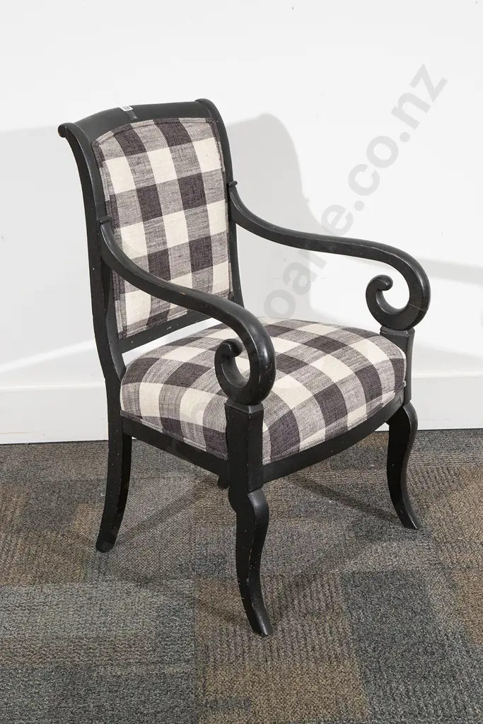 Regency Ebonized Open Armchair Image 1++
