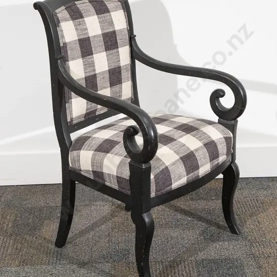 Regency Ebonized Open Armchair