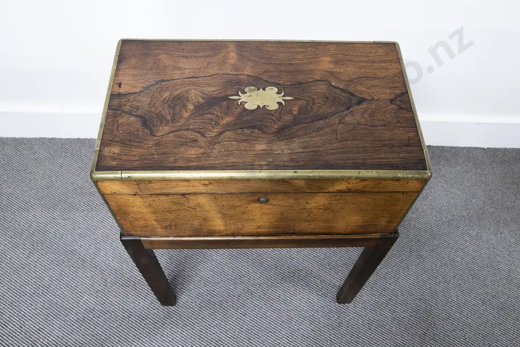 William IV Rosewood and Brass Bound Portable Writing Box Image 1++