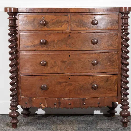 Victorian Mahogany Bow Front Chest