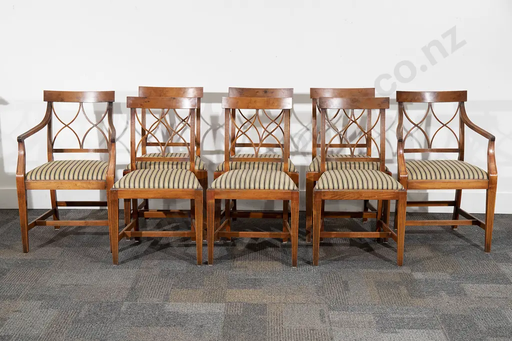 Late Victorian Stained Kauri Dining Table and Eight Chairs Image 1++