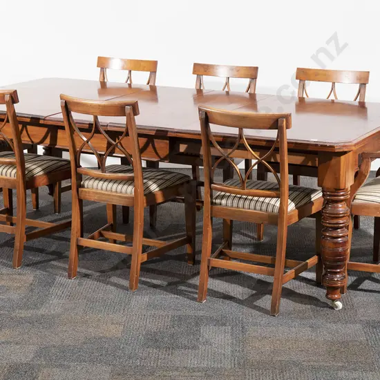 Late Victorian Stained Kauri Dining Table and Eight Chairs