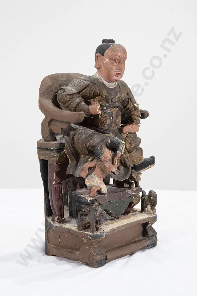 19th Century Chinese Painted Wooden Figure Group Image 1++