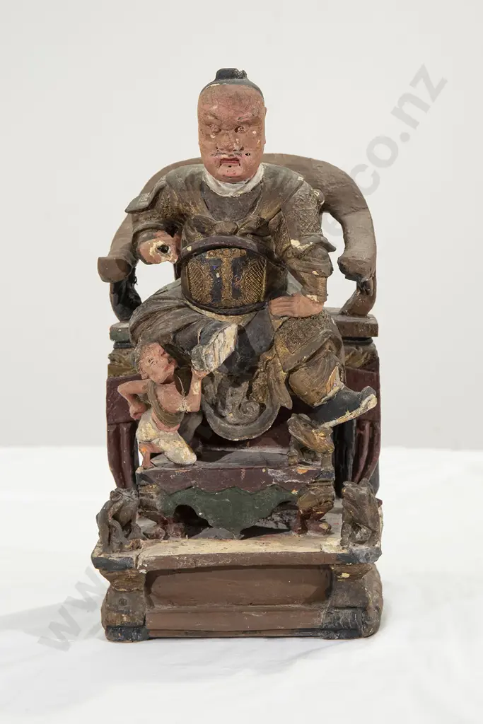 19th Century Chinese Painted Wooden Figure Group Image 1++
